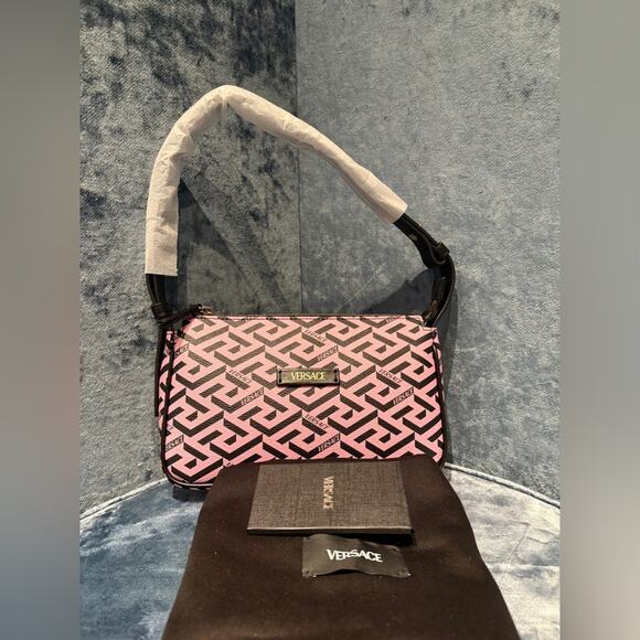 Versace Pink and Black Shoulder Bag Geometric Design - Picture 1 of 9